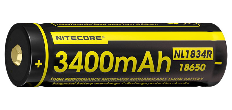 Pile Rechargeable via USB 18650 NiteCore NL1826R 3,6V 2600mAh
