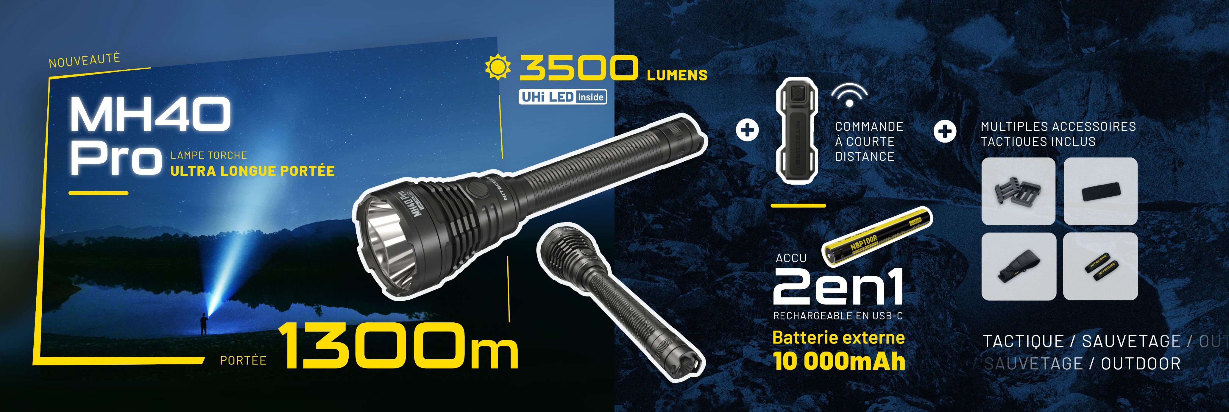 Lampe torche ultra longue porte MH40 Pro