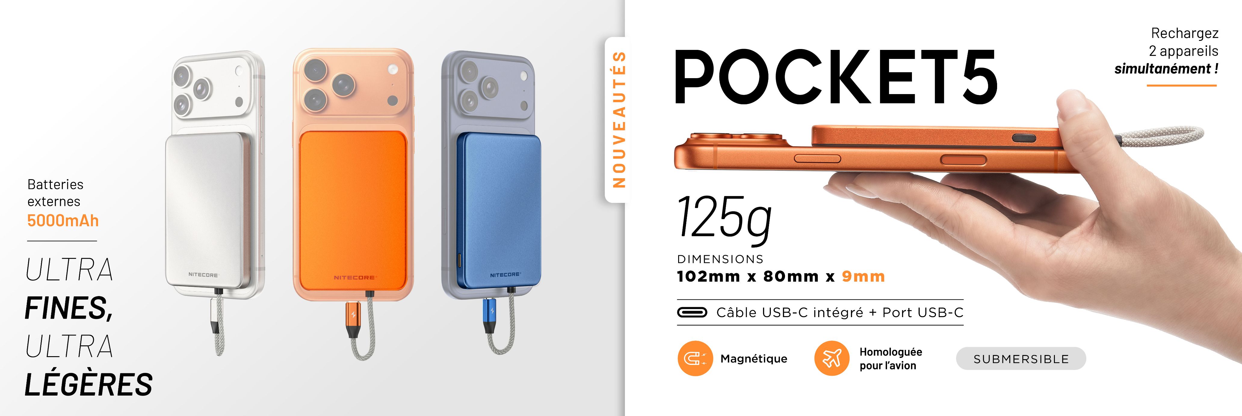 Nouvelle batterie externe Pocket5