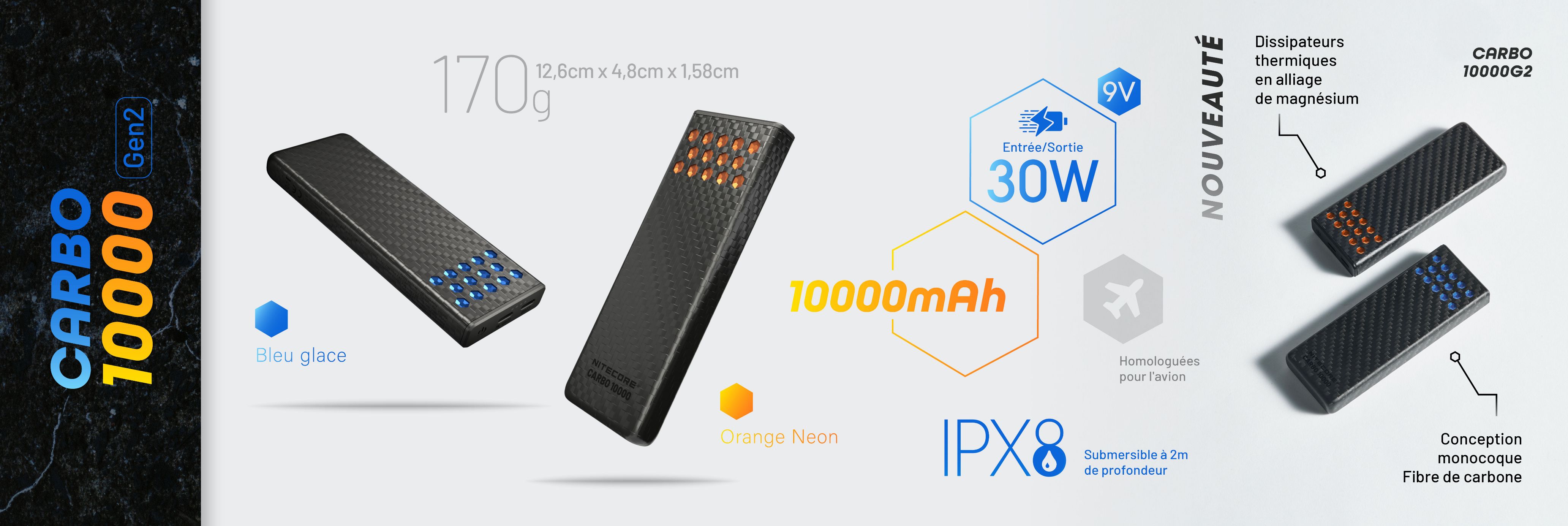 Nouvelle batterie externe CARBO10000G2